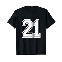 Number 21 Varsity Sports Team Jersey 21st Birthday 21 Years T-Shirt