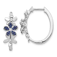 14k White Gold Diamond and Sapphire Earrings Measures 22x19mm Wide 8mm Thick Jewelry for Women