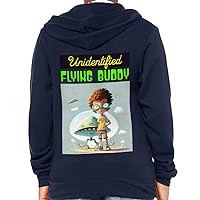 Alien Design Back Print Kids' Full-Zip Hoodie - Funny Cartoon Hooded Sweatshirt - Cool Design Kids' Hoodie