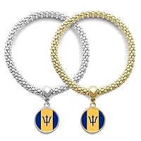 Barbados National Flag North America Country Lover Bracelet Bangle Pendant Jewelry Couple Chain Gift
