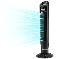 Antarctic Star Tower Fan 360°Oscillating Quiet Cooling 24H Timer Remote Control Powerful Standing 8 Wind Speed 3 Wind Modes Ionizer Mode Bladeless Portable LED Display,Bedroom Office 40-Inch BLACK