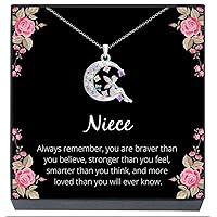 Christmas Gifts for Niece, Small Heart Pendant Necklace Jewelry Gift from Aunt or Uncle ''You Are Braver, Smarter, Stronger, Loved Birthday Gifts for Niece