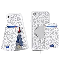 Ｈａｖａｙａ for iPhone SE case Magsafe Compatible iPhone se 3rd/2nd Generation case Wallet Detachable Magnetic with Card Holder for iPhone 8/7 case iPhone se 2020/2022 Phone case-White Leopard Print