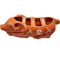 Traditional Portuguese Clay Terracotta Sleeping Pig Sausage Roaster, Made in Portugal Pottery