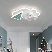 Ceiling Fans with Lamps,Kids Ceiling Fan with Light and Remote Control Silent Motor Cloud Design Fan Light 6 Wind Speed for Child Room Living Room Winter and Summer/Blue/a