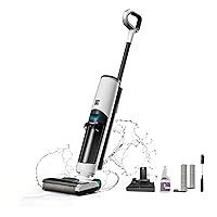 Kenmore HF5010 AquaLite 3-in-1 Cordless Wet Vacuum Hard Floor Cleaner with Automatic Air-Drying, 35mins Runtime & One Edge Self-Cleaning Mop for Multi-Surface and Messes, White