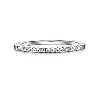 MomentWish Wedding Band, 0.15Carat Moissanite Wedding Rings, D Color VVS1 Simulated Diamond 925 Sterling Silver Eternity Rings