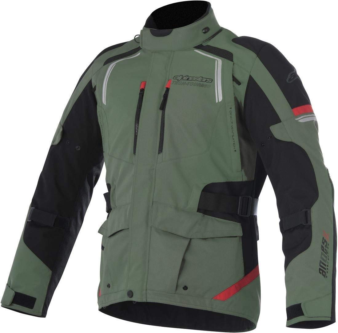 Alpinestars Men's Andes v2 Drystar Motorcycle Jacket, Military Green/Black/Red, 2X-Large