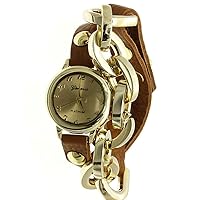 JB12964612 Designer Inspired Fancy Chain Faux Leather Watch-CORAL
