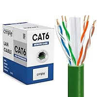 Cmple - Cat6 Cable 1000ft Bulk Lan Ethernet Cat 6 Wire Network UTP 23AWG CMR Riser 10Gbps 550 MHz Pull Box 1000 Feet, Green
