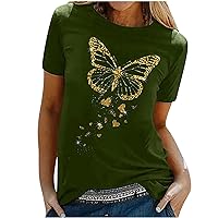Butterfly T Shirts for Women Graphic Tees Short Sleeve Tops Cute Casual Summer Crew Neck Tshirts
