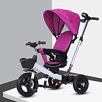 BicycleTricycle, Children's Rotating Seat 4-in-1 Multi-Purpose Tricycle Sunshade, 1-6 Year Old Baby Outdoor Tricycle Titanium Empty Wheel, 4 Colors (Color : Red) (Color : Purple)