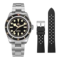 San Martin 6200 Watches for Men, NH35 Automatic Dive Wristwatch with 20mm Black Rubber Strap