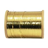 Medium Golden Flat Badla (Metallic Yarn) Thread for Embroidery Work, Beading, Jewellery Making and Crafts, 1 Roll