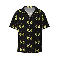 Avocado Fruit Men's Summer Short-Sleeved Shirts, Casual Shirts, Loose Fit with Pockets