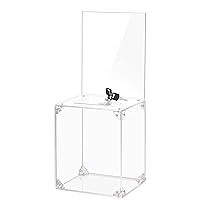 KYODOLED Large Acrylic Donation Box,High Suggestion Box with Slot and Key Lock,Clear Ballot Box with 6