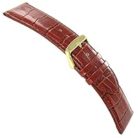 26mm deBeer Havana Crocodile Grain Genuine Leather Padded Stitched Watch Band