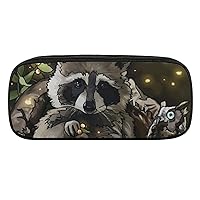 Brown Bear in Forest Pencil Case Multi- Slot Pencil Pouch Portable Pen Bag with Zip Stationary Storage Box