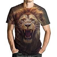 Men's Novelity Lion Graphic T-Shirt Lion King 3D Print Summer Short Sleeve Tee Shirt