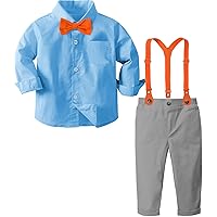 A&J DESIGN Baby Boys Gentleman Outfit Set, 3pcs Suit Shirt & Suspender & Pants