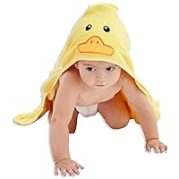 HIPHOP PANDA Hooded Towel - Rayon Made from Bamboo, Bath Towel with Bear Ears for Newborn, Babie, Toddler, Infant - Absorbent Large Baby Towel - Yellow Duck, 37.5 x 37.5 Inch