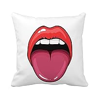 Throw Pillow Cover Pink Funny of Open Mouth Sticking Out Tongue Red 18x18 Inches Pillowcase Home Decorative Square Pillow Case Cushion Cover