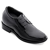 Men's Invisible Height Increasing Elevator Shoes - Black Leather Lace-up Lightweight Formal Oxfords - 4 Inches Taller