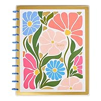 Happy Planner Daily Notebook for Office, School, or Journaling, Disc-Bound Dot-Grid and Dot-Lined Notebook, Poppy Piping Theme, Big Size, 60 Lined Paper Sheets, 3 Dividers, 8 1/2