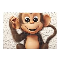 Cute Monkey Print Building Brick Rectangle Building Block Personalized Brick Block Puzzles Novelty Brick Jigsaw for Men Women Birthday Valentine's Day Gifts
