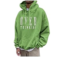 Mens Hoodies Solid Letter Printed Long Sleeve Drawstring Hooded Pullover Fall Comfort Loose Sweatshirts With Pocket