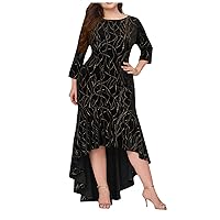 Womens Formal Velvet Dresses,Trendy Sequin Sparkly Midi Dress Sexy Bodycon Elegant 3/4 Sleeve Smocked Flowy Dress