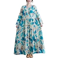 Women' Ethnic Loose Long Sleeve Elegant Temperament Dresses for Women