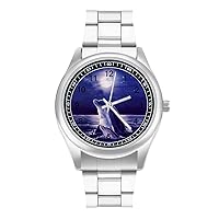 Purple Dolphin Custom Quartz Watch Stainless Steel Watch Band for Men and Women Printed
