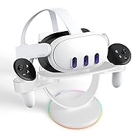 Charging Dock Compatibility for Oculus Quest 3/Quest 2/Quest Pro Accessories/Vision pro/PS5 VR2/PS4 VR/PICO3/4,Touch Switch,RGB Light Effect Vertical Charging Stand and Controller Holder