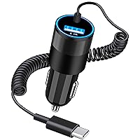 [Apple MFi Certified] iPhone 15 Fast Car Charger, KASHIMURA 4.8A USB Power Cigarette Lighter iPhone USB-C Car Charger+6FT Type-C Coiled Cable for iPhone 15/15 Plus/15 Pro/15 Pro Max/iPad Pro/Air/Mini
