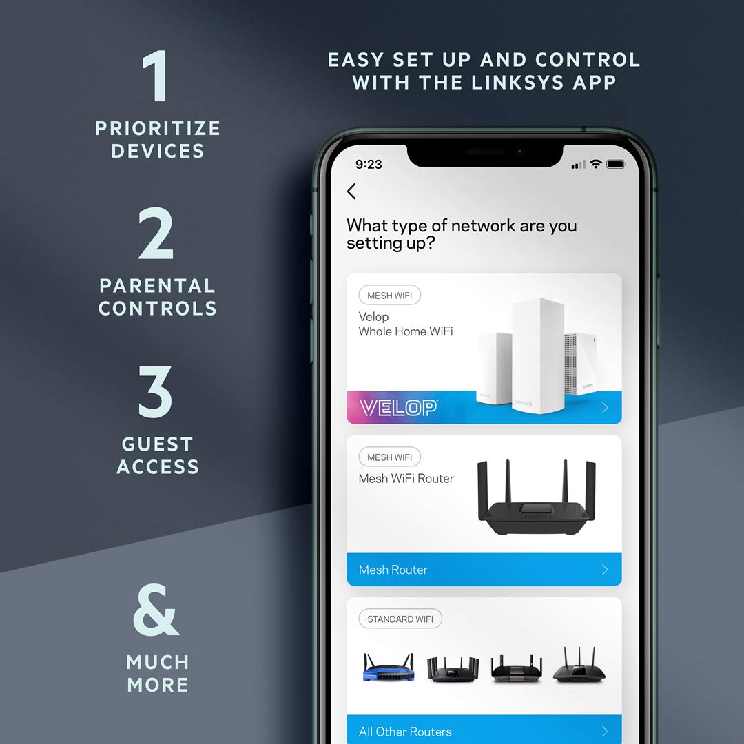 Linksys WiFi 5 Router, Dual-Band, 1,000 Sq. ft Coverage, 10+ Devices, Parental Control, Supports Guest WiFi, Speeds up to (AC1200) 1.2Gbps - E5600