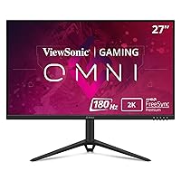 ViewSonic Omni VX2728J-2K 27 Inch Gaming Monitor 1440p 180hz 0.5ms IPS w/FreeSync Premium, Advanced Ergonomics, HDMI, and DisplayPort, Black