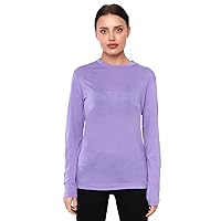 Merino Wool Base Layer Women - 100% Merino Wool Shirt Women Thermal Underwear Long Sleeve T-Shirt for Hiking (Medium, 170 Bright Violet)