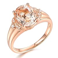 Fine Jewelry 14Kt Rose Gold Genuine Natural Morganite Gemstone Diamond Emerald Wedding Ring Sets for Women