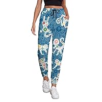 Monkey Garden Flowers Casual Womens Sweatpants Joggers with Pockets Athletic Lounge Pants for Workout