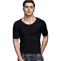 Odoland Men's Body Shaper Slimming Shirt Tummy Vest Thermal Compression Base Layer Slim Muscle Short Sleeve Shapewear