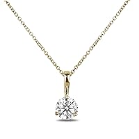 Diamond 3-claw Solitaire Pendant in 14K Yellow Gold with 0.18ct certified GIA Diamonds (IF clarity, E color)