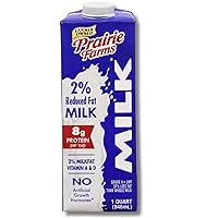 Prairie Farms - Shelf Stable Milk 2% Percent, Reduced Fat, Boxed UHT Ultra Pasteurized Milk, Vitamin D White Milk - Preservative and Hormone Free, Gluten Free, Kosher, Made in USA (1 Quart)