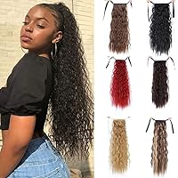 Clip In Synthetic Water Wave Ponytail Hair Extension Black Drawstring Ponytails Hairpiece Pony Tail Hair Extensions(Light brown)