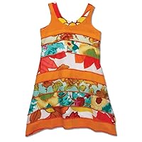 Beetlejuice Orange Multi Print S/L Girls Fashion Dress w/Asymmetrical Hem Line
