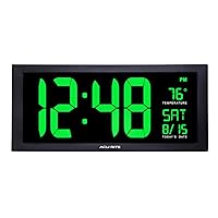 AcuRite 76101M Oversized LED Clock with Indoor Temperature, Date and Fold-Out Stand, 18