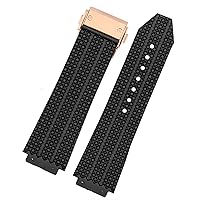 for HUBLOT Big Bang Silicone Watch Band 26mm*19mm 25mm*17mm Waterproof Watch Strap Watch Rubber Watch Bracelet (Color : 2 Black-Rosegold, Size : 26-19mm)