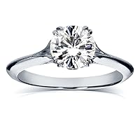 Kobelli Vintage Style Forever One (D-F) Moissanite Engagement Ring 1 1/10 CTW 14k White Gold