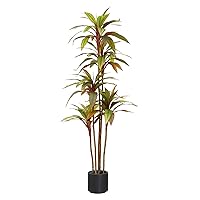 Artificial Dracaena Tree 5.3Ft Tall Fake Potted Plants Cordyline Fruticosa with 5 Heads Silk Plants Faux Tree for Home Living Room Office Decor Indoor Outdoor