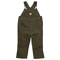 Carhartt Boys Loose Fit Canvas Bib Overall, Olive Green, 18 Months